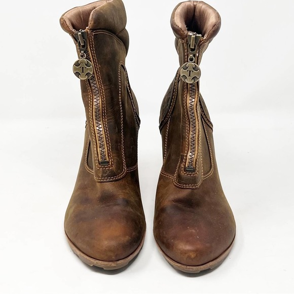 Timberland leather wedge heel ankle bootie vintage 5.5 - Picture 3 of 6